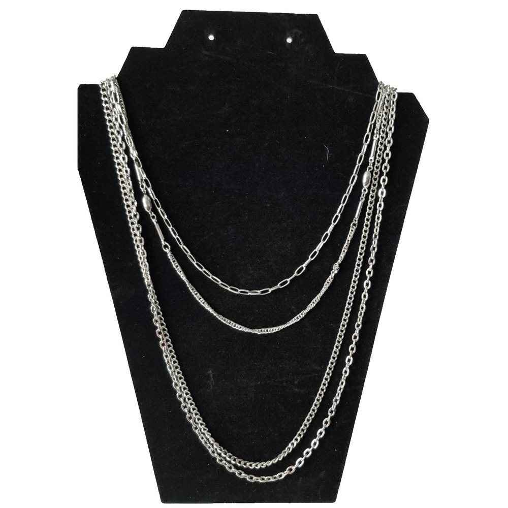 Silver tone 4 Strand layered Chain 23" Necklace‎